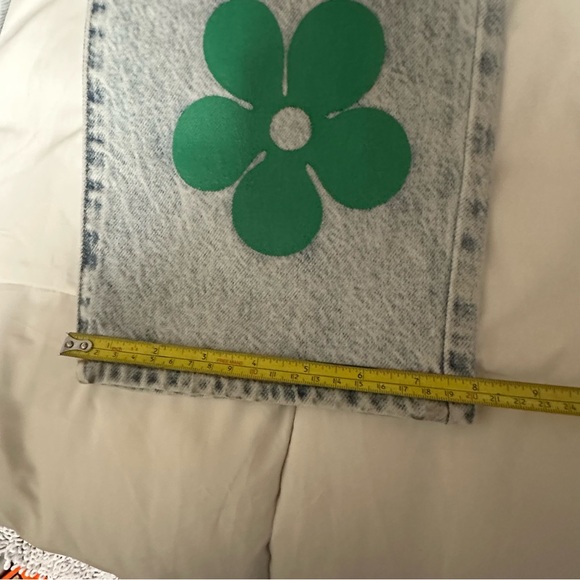 PacSun Blue and Pink Flare & Wide Leg Jeans with Artistic Floral Design - Picture 12 of 16